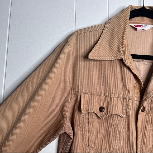 Vintage 70s Levi's Tan Corduroy Shirt Jacket Western Worn Men's Medium - Picture 4 of 13